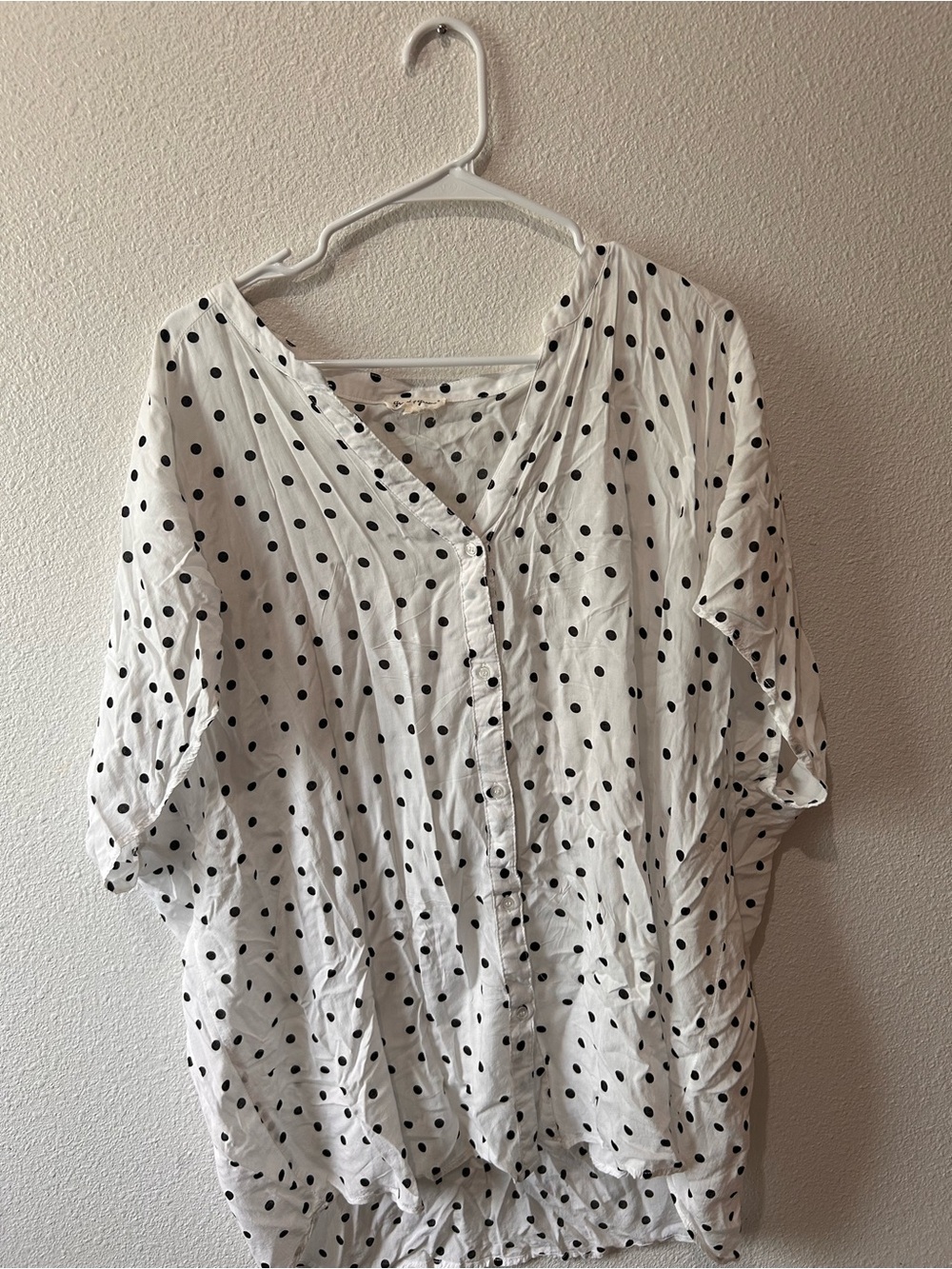 White Blouse with Black Polka Dots